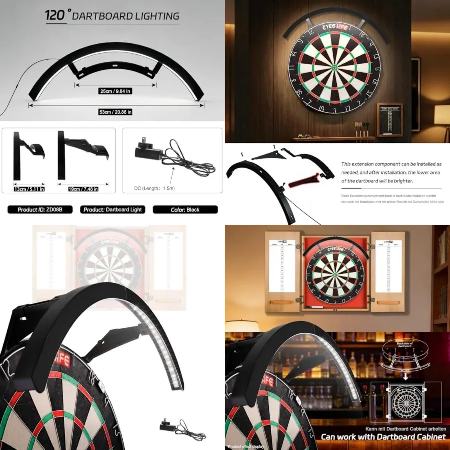 Dartboard LED Lighting System for Steel Dart Board, 2 PartsandEasy to Install, ZD08B
Dartboard LED Lighting System for Steel Dart Board, 2 PartsandEasy to Install, ZD08B