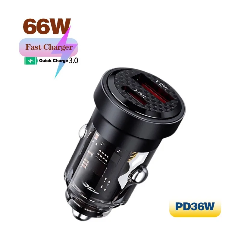 66W PD30W USB 36W 2 Port Fast Car Charger Supports Super Fast Charging Car Cigarette Lighter Flash Charge For phone
66W PD30W USB 36W 2 Port Fast Car Charger Supports Super Fast Charging Car Cigarette Lighter Flash Charge For phone