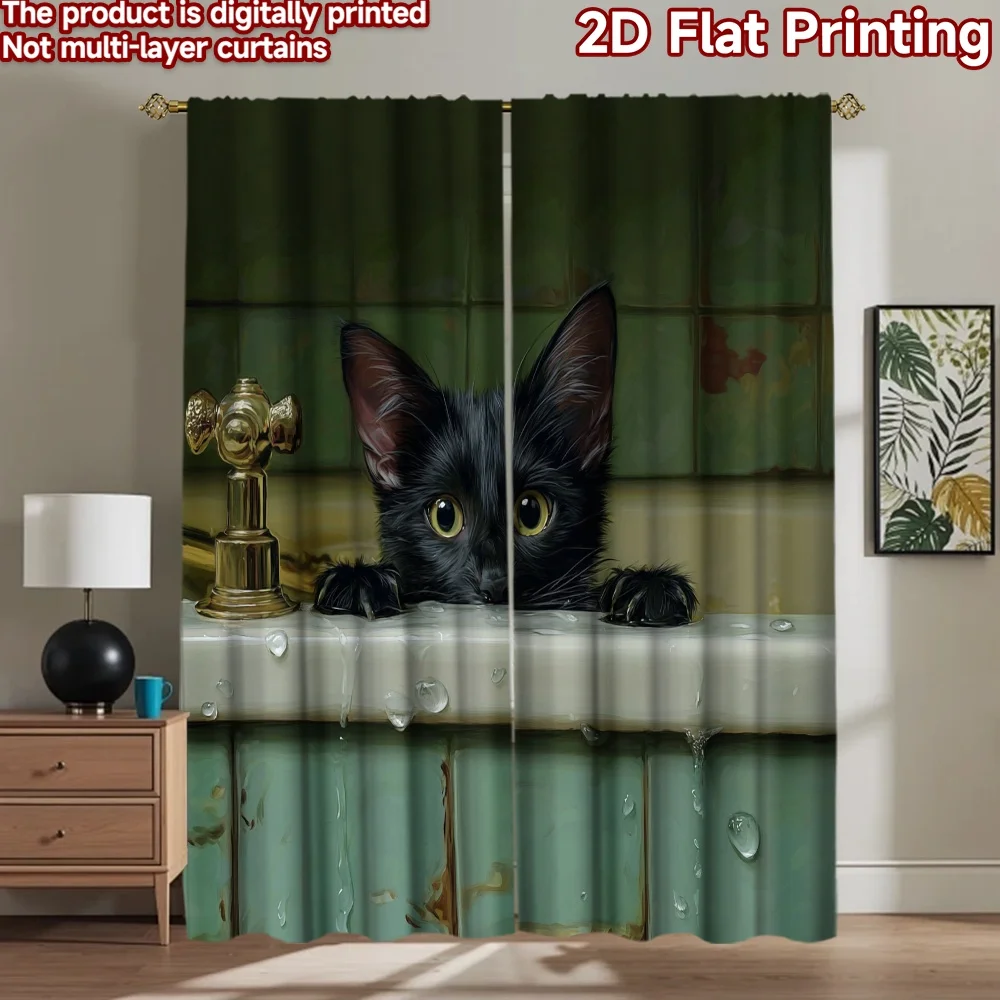 2D flat printing 2pcs Curtain Black Cat Bathing Digital Printed Polyester Drapes Party Decorations for Parties and Everyday use
2D flat printing 2pcs Curtain Black Cat Bathing Digital Printed Polyester Drapes Party Decorations for Parties and Everyday use