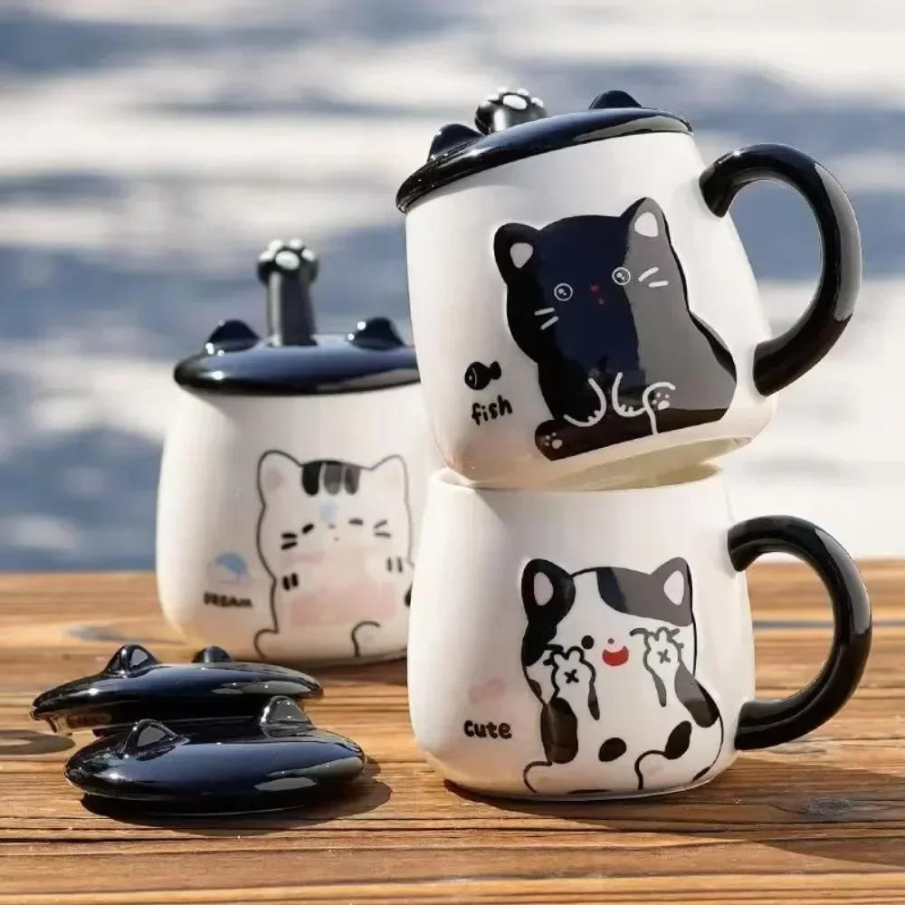 Pink White Black Cat Ceramic Mugs with Lids Spoons Cute Girl Heart Couple Coffee Cups Holiday Gifts Drinkware Water Bottle
Pink White Black Cat Ceramic Mugs with Lids Spoons Cute Girl Heart Couple Coffee Cups Holiday Gifts Drinkware Water Bottle