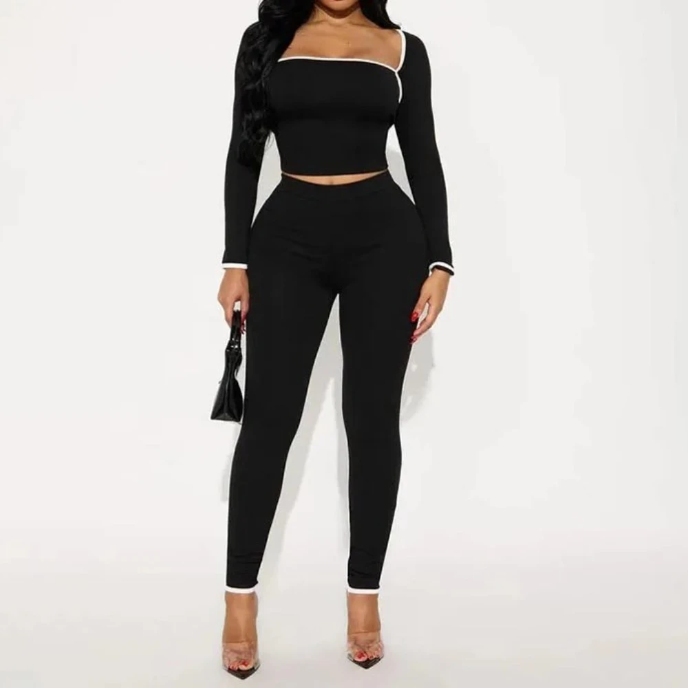 Women Slim 2 Piece Set Color Patchwork Square Neck Long Sleeve Crop Tops + High Waist Skinny Pants Yoga Fitness Tracksuits
Women Slim 2 Piece Set Color Patchwork Square Neck Long Sleeve Crop Tops + High Waist Skinny Pants Yoga Fitness Tracksuits