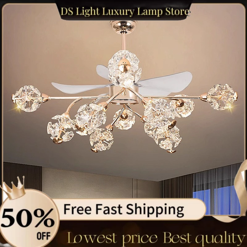 Modern Crystal Ceiling Fan Chandelier with LED Light Silent Retractable Blades Fan Lamp for Living Room Bedroom Decor
Modern Crystal Ceiling Fan Chandelier with LED Light Silent Retractable Blades Fan Lamp for Living Room Bedroom Decor