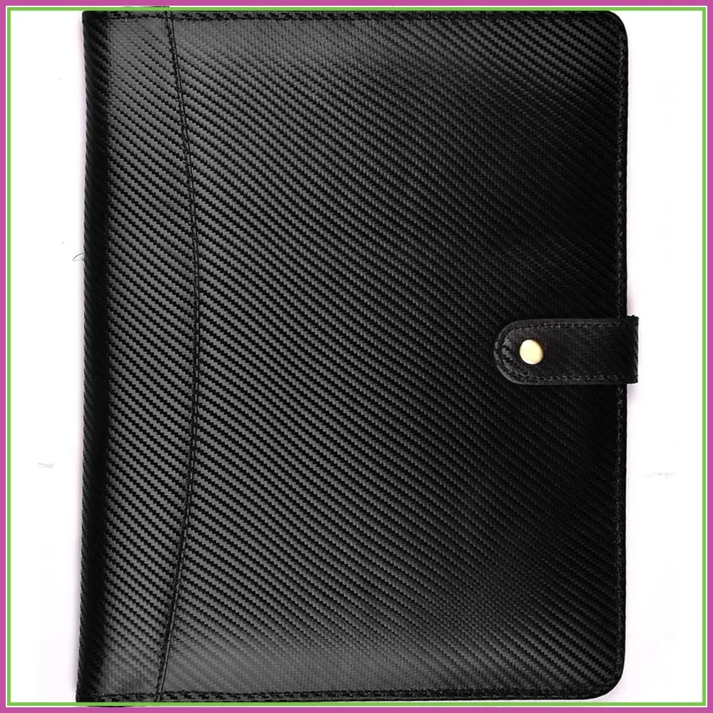 Genuine Leather Padfolio A4 Letter Folder with Pen Holder Business Card Slots for Men Women Black Carbon Fiber
Genuine Leather Padfolio A4 Letter Folder with Pen Holder Business Card Slots for Men Women Black Carbon Fiber