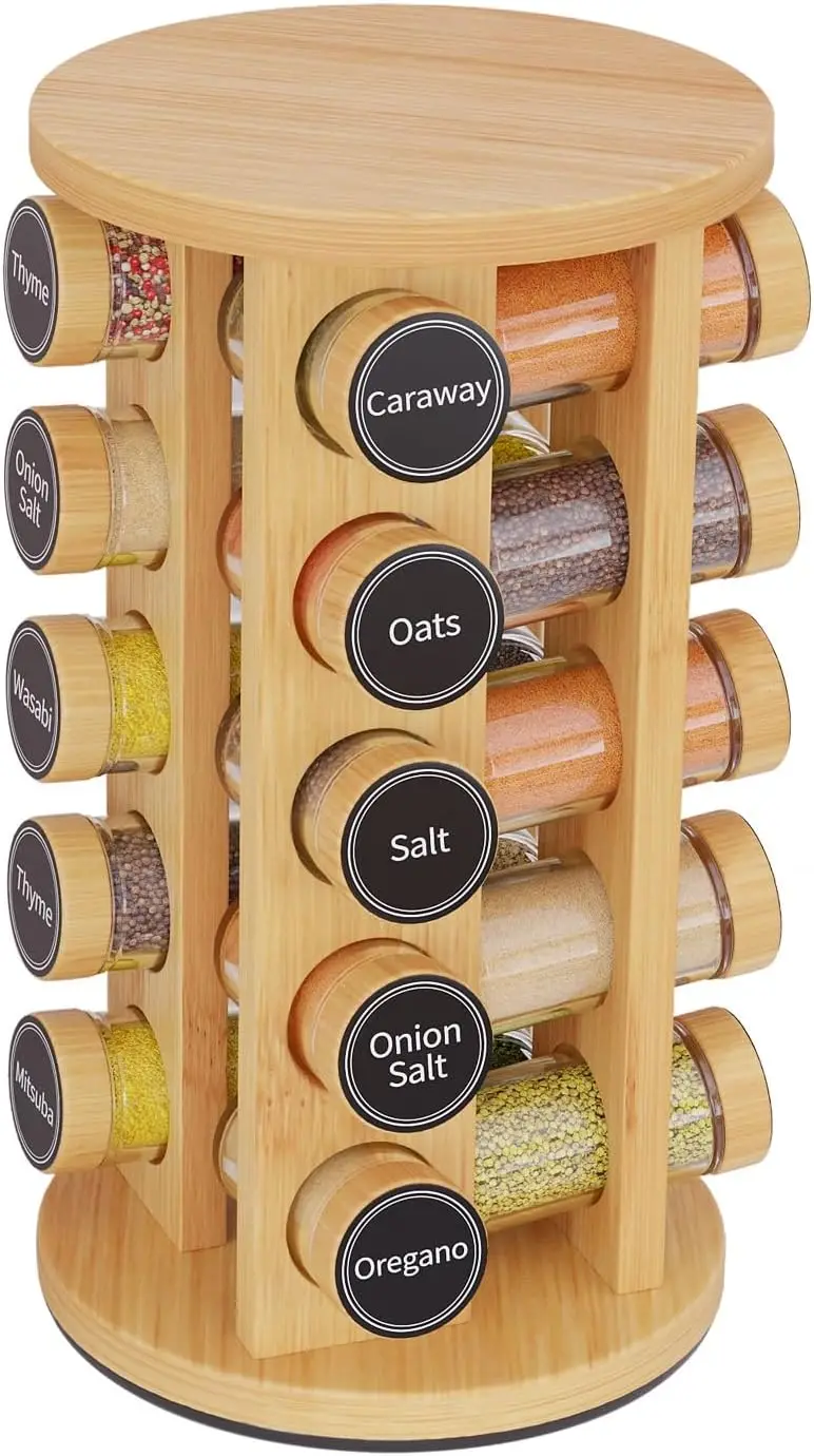 Rotating Spice Rack Set with 20 Jars & Labels, Space-Saving Kitchen Organizer for Countertop or Cabinet
Rotating Spice Rack Set with 20 Jars & Labels, Space-Saving Kitchen Organizer for Countertop or Cabinet