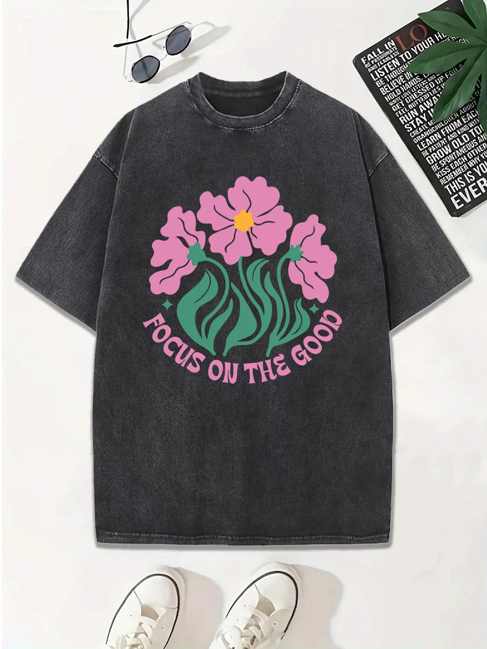 Focus On The Good Flowers Cotton Washed T-Shirts Womens Oversized T Shirts O-Neck Comfortable Distressed Tops Summer Clothes
Focus On The Good Flowers Cotton Washed T-Shirts Womens Oversized T Shirts O-Neck Comfortable Distressed Tops Summer Clothes