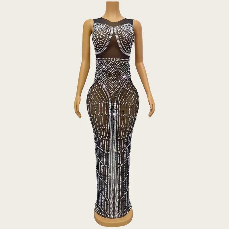 Zhizhuwang Luxury Sparkly Rhinestone Evening Dress Women Birthday Party Gown See Through Mesh Dress Prom High-end Sexy Couture
Zhizhuwang Luxury Sparkly Rhinestone Evening Dress Women Birthday Party Gown See Through Mesh Dress Prom High-end Sexy Couture