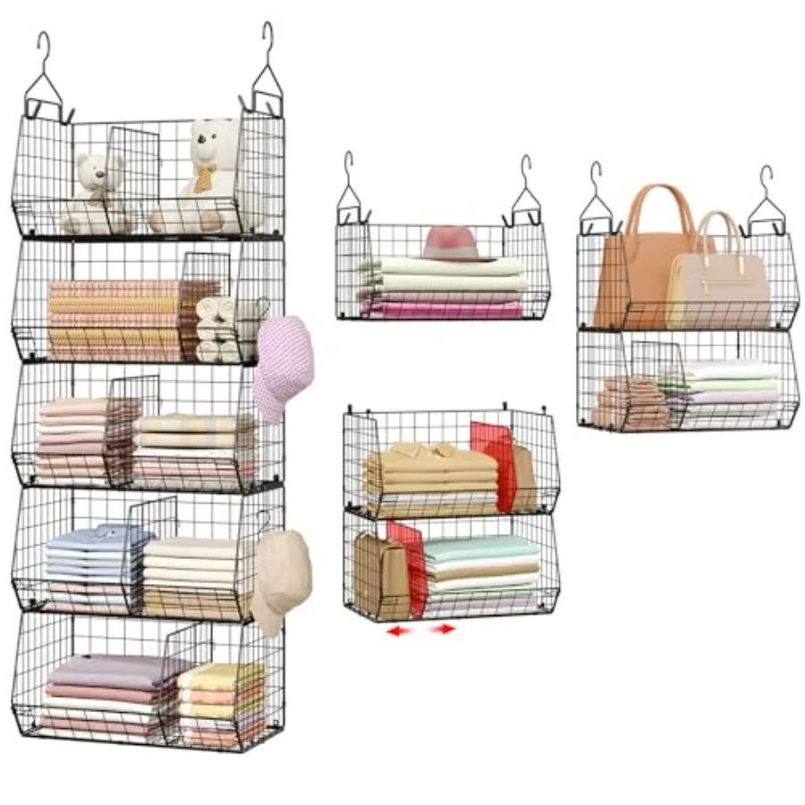 5 Tier Extra Large Closet Hanging Organizer with 5 Dividers16.5"L x 11.8"W x 51.4"H Closet Organizers and Storage with 5 S Hook
5 Tier Extra Large Closet Hanging Organizer with 5 Dividers16.5"L x 11.8"W x 51.4"H Closet Organizers and Storage with 5 S Hook