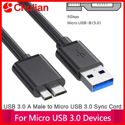 USB3.0 External Hard Drive Cable High Speed Data Cable USB to Micro B Usb 3.0 Adapter Micro USB3.0 Sync Cord Wire for Hard Drive