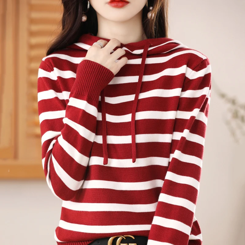 Women's Knitted Woolen Hoodie Long Sleeve Striped Base Layer Loose Fit Outerwear Spring Autumn Winter New Style Fashionable K...
Women's Knitted Woolen Hoodie Long Sleeve Striped Base Layer Loose Fit Outerwear Spring Autumn Winter New Style Fashionable K...