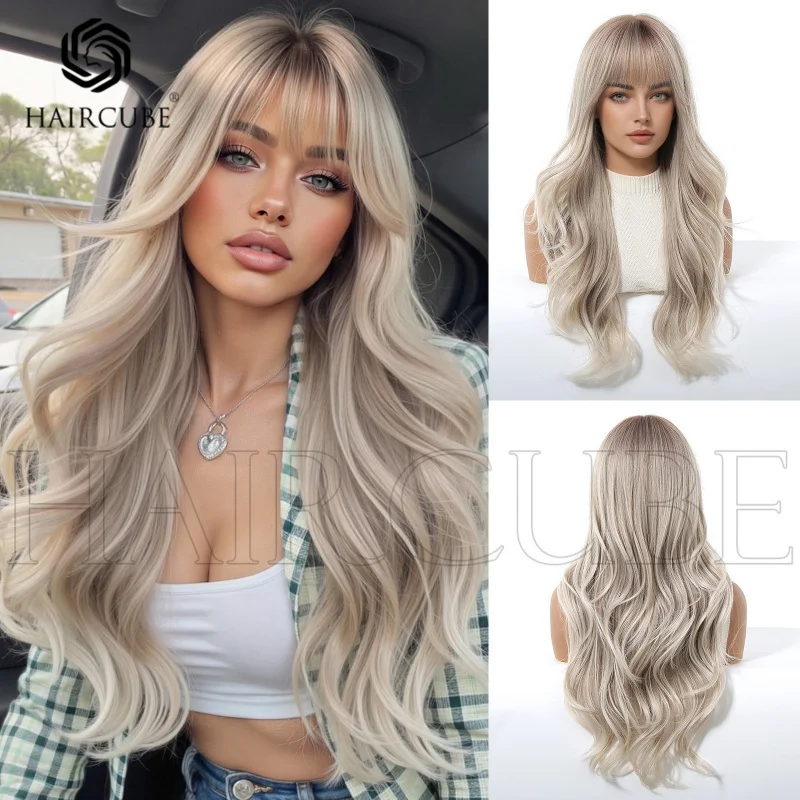 Women's wig with gradient light gray color, straight bangs, slightly curled, naturally voluminous, fashionable high-temperature
Women's wig with gradient light gray color, straight bangs, slightly curled, naturally voluminous, fashionable high-temperature