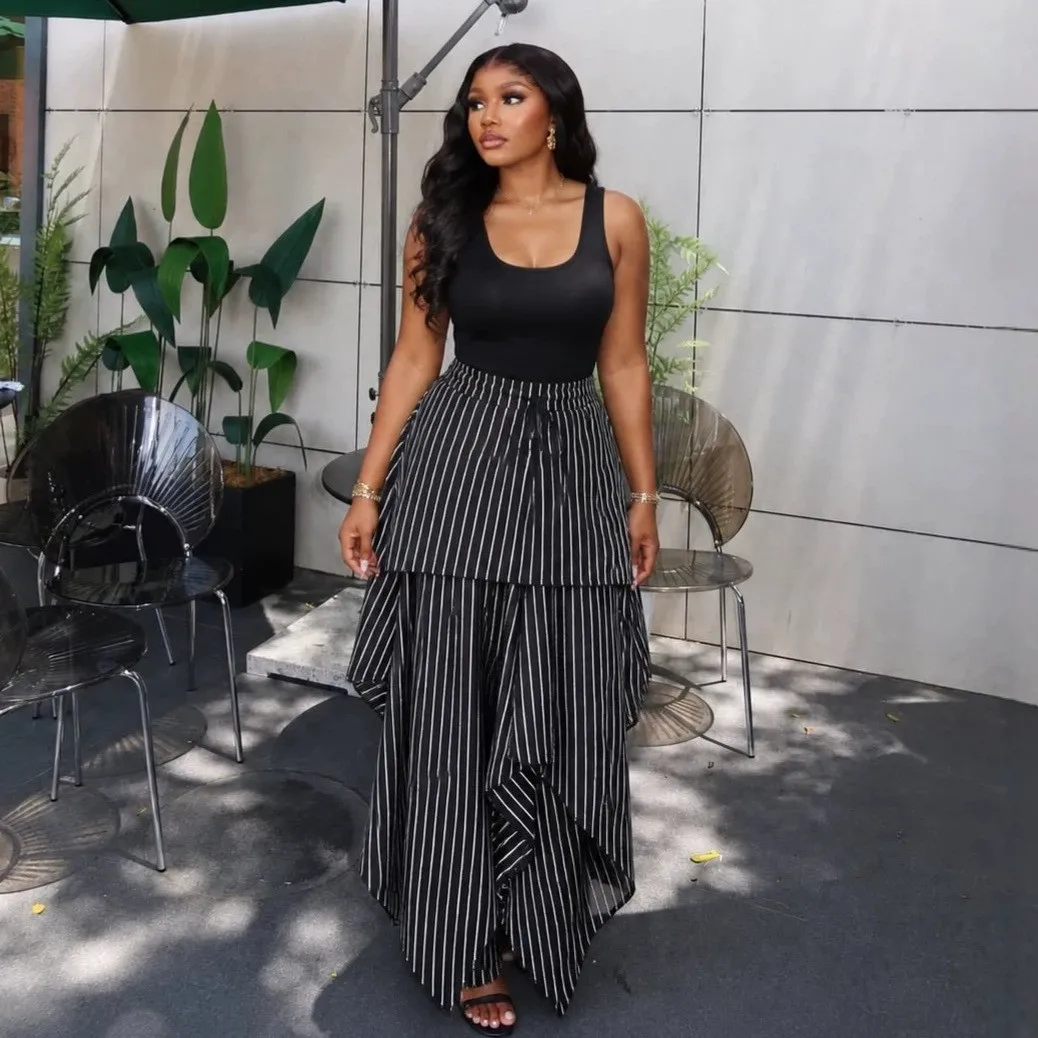 Summer Women's High Waist Asymmetrical Hem Printed Tiered Maxi Skirt Orange Plaid Yellow Striped Casual Sweet Ruffled Layer
Summer Women's High Waist Asymmetrical Hem Printed Tiered Maxi Skirt Orange Plaid Yellow Striped Casual Sweet Ruffled Layer