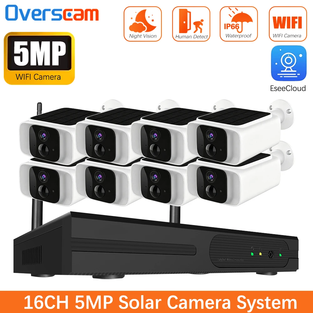 16CH WIFI NVR Solar Camera System Outdoor WiFi Solar Security Camera 5MP Kit PIR Detection Set Integrated Battery EseeCloud
16CH WIFI NVR Solar Camera System Outdoor WiFi Solar Security Camera 5MP Kit PIR Detection Set Integrated Battery EseeCloud
