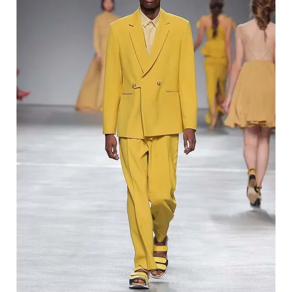 Fashion Yellow Men's Suits Chic Double Button Peak Lapel Slim Fit 2 Pieces Daily Shopping High Street Style Outfits Jacket Pants
Fashion Yellow Men's Suits Chic Double Button Peak Lapel Slim Fit 2 Pieces Daily Shopping High Street Style Outfits Jacket Pants