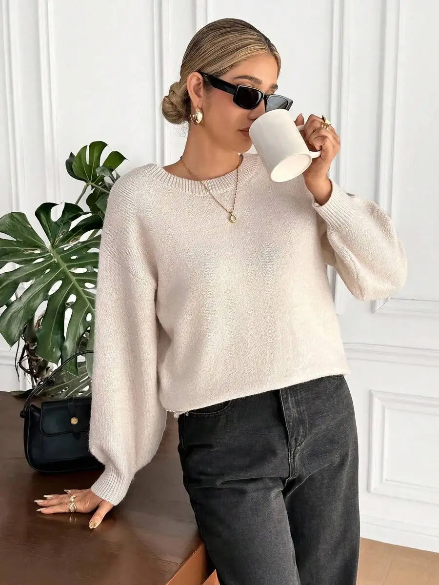 Womens Loose Knitted Sweater With Dropped Shoulder And Puff Sleeve Casual Pullover
Womens Loose Knitted Sweater With Dropped Shoulder And Puff Sleeve Casual Pullover