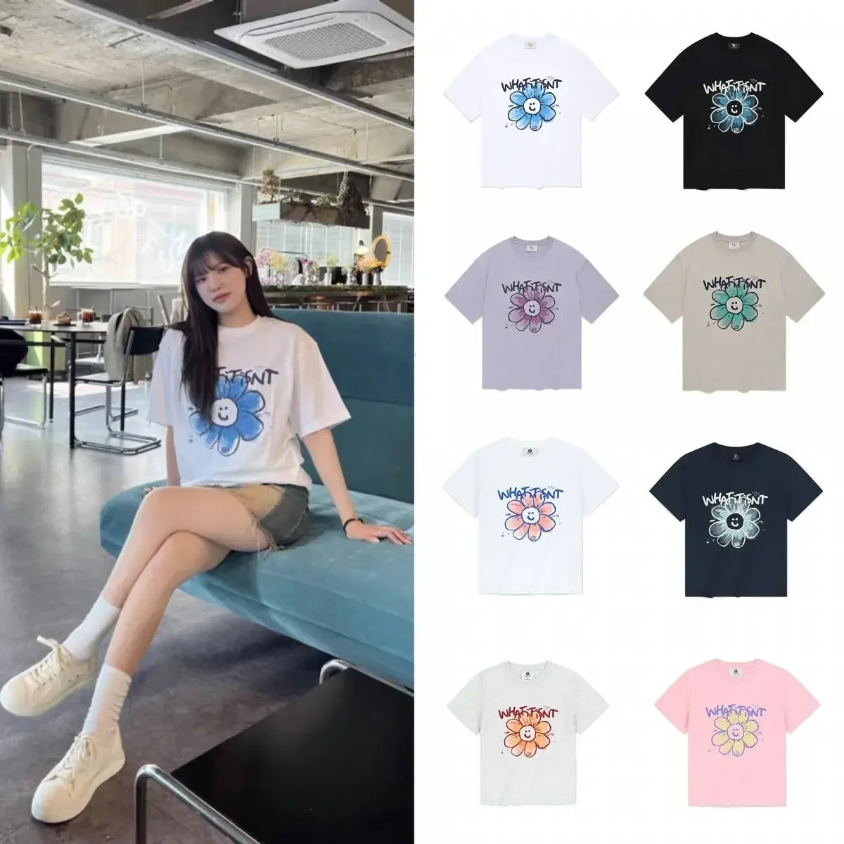 Niche trendy brand Xiaofei people flower printing short sleeves loose and versatile casual round neck T-shirt women's summer
Niche trendy brand Xiaofei people flower printing short sleeves loose and versatile casual round neck T-shirt women's summer