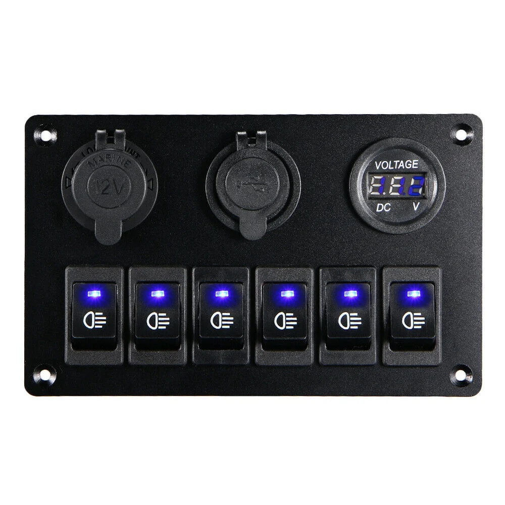 6 Gang Switch Panel With 12V-24V LED Digital Voltmeter Dual USB Charger Lighter Socket For RV Truck Boat SUV-A93R
6 Gang Switch Panel With 12V-24V LED Digital Voltmeter Dual USB Charger Lighter Socket For RV Truck Boat SUV-A93R