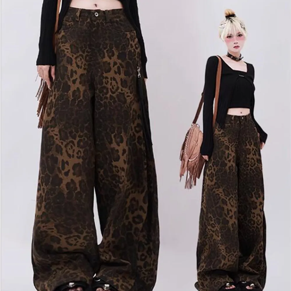 Leopard Print Straight Pant For Women High Waist Hit Color Loose Streetwear Wide Leg Pants Female Fashion
Leopard Print Straight Pant For Women High Waist Hit Color Loose Streetwear Wide Leg Pants Female Fashion