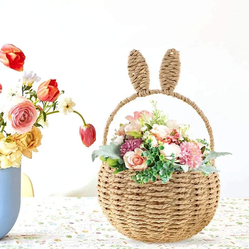 Cute Rabbit Ear Rattan Basket Woven Flower Vase for Home Decor Aesthetic Handheld Storage Bag Florist Arrangement Prop Tote
Cute Rabbit Ear Rattan Basket Woven Flower Vase for Home Decor Aesthetic Handheld Storage Bag Florist Arrangement Prop Tote