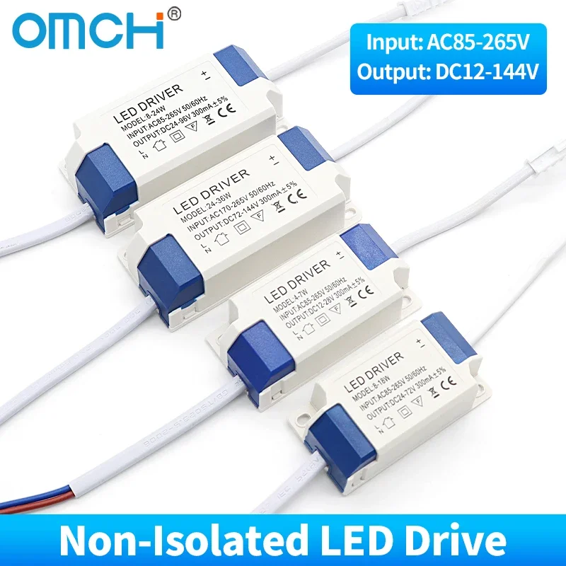 OMCH Non-isolated External LED Driver Power Supply Constant Current Lighting Transformer 300mA 4-7W 8-18W 8-24W 24-36W 36-50W
OMCH Non-isolated External LED Driver Power Supply Constant Current Lighting Transformer 300mA 4-7W 8-18W 8-24W 24-36W 36-50W