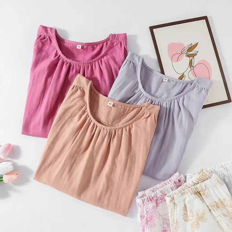 Хлопковый жилет, стильные топы без рукавов с укороченными брюками, комплект из 2 предметов, женский весенне-летний свободный комплект домашней одежды 
Хлопковый жилет, стильные топы без рукавов с укороченными брюками, комплект из 2 предметов, женский весенне-летний свободный комплект домашней одежды