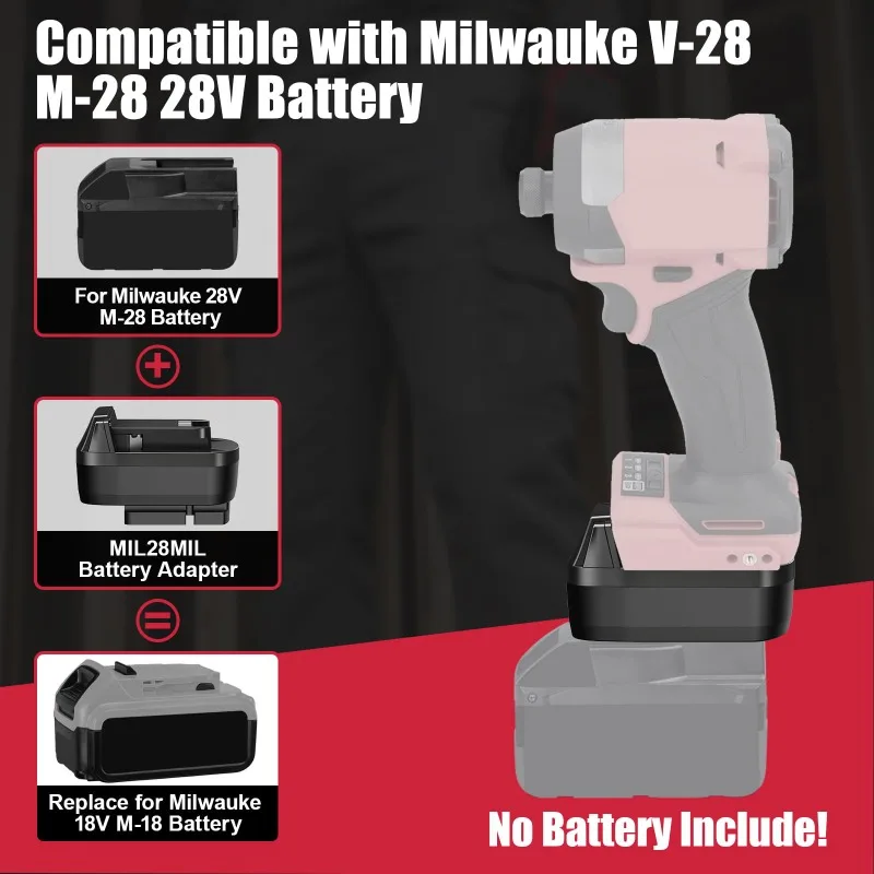 For Milwaukee 18V Tools MIL28MIL Adapter for Milwaukee M28 V28 Lithium Batteries To for Milwaukee M-18 18V Battery Power Tools
For Milwaukee 18V Tools MIL28MIL Adapter for Milwaukee M28 V28 Lithium Batteries To for Milwaukee M-18 18V Battery Power Tools