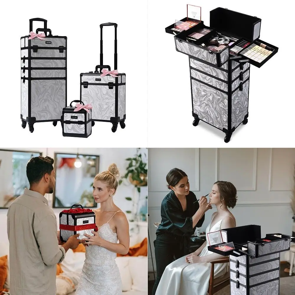 Rolling Makeup Train Case on Wheels 3Piece Hairdressing Brush Bags Cosmetology Organizer Kit Lockable Traveling Cart for Nail T
Rolling Makeup Train Case on Wheels 3Piece Hairdressing Brush Bags Cosmetology Organizer Kit Lockable Traveling Cart for Nail T