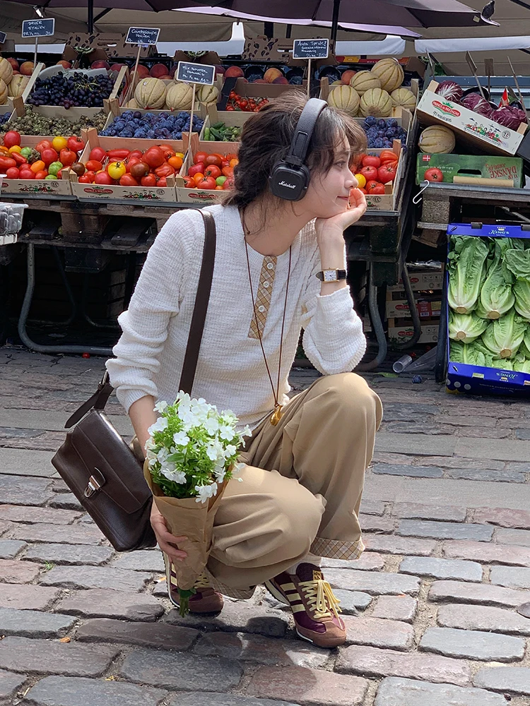 High Elastici Knitted Base irt Women's Engli Sle Retro Color Colion Henry Collar Plaid Cambrie Library "Floating...
High Elastici Knitted Base irt Women's Engli Sle Retro Color Colion Henry Collar Plaid Cambrie Library "Floating...