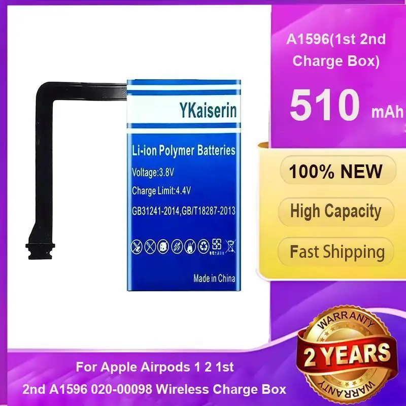 510mAh Earphone Battery Stable Power Supply For Apple Airpods 1 2 1st 2nd A1596 020-00098 Wireless Charge Box A1596 1st
510mAh Earphone Battery Stable Power Supply For Apple Airpods 1 2 1st 2nd A1596 020-00098 Wireless Charge Box A1596 1st