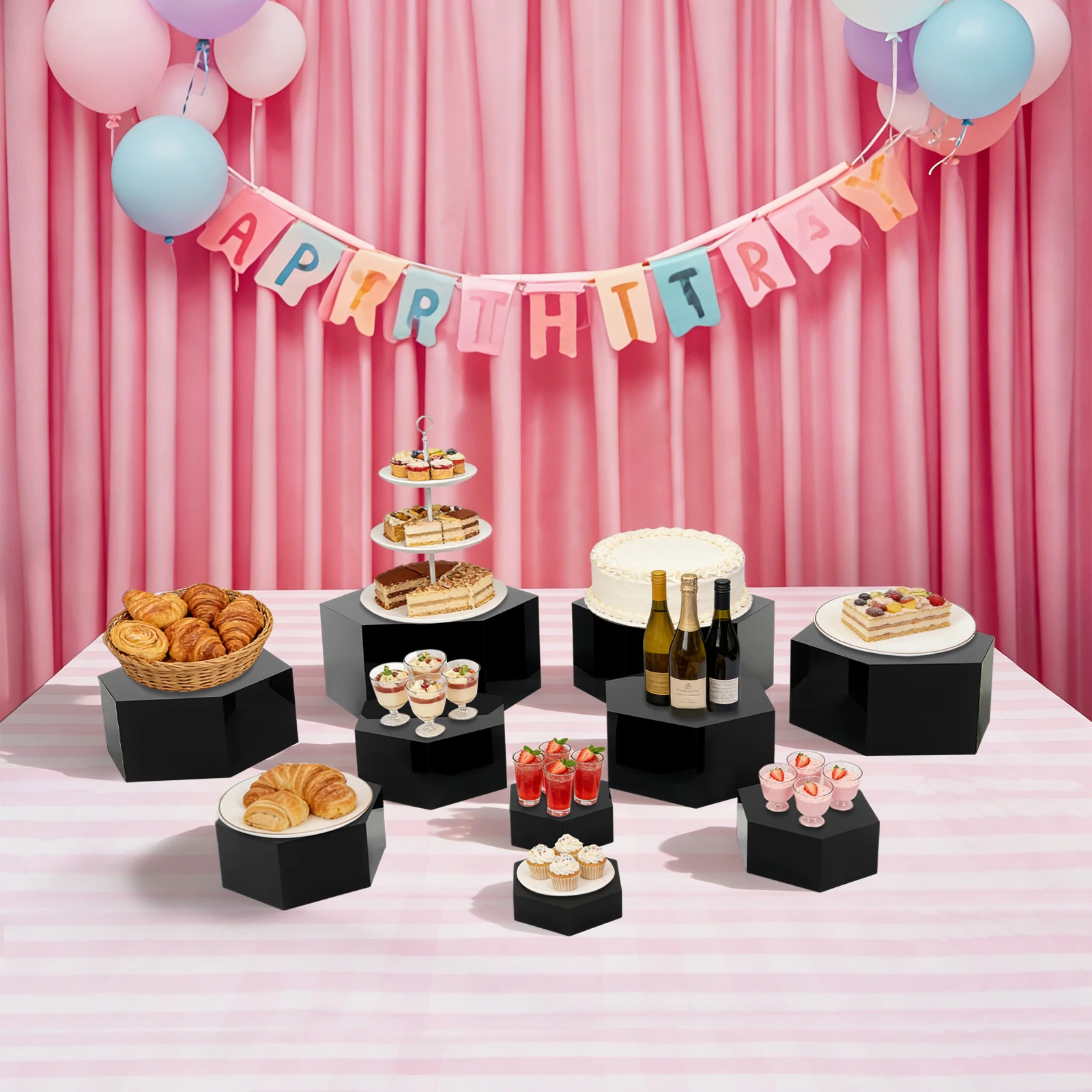Acrylic Buffet Risers Stands 10-Piece Hexagonal Stackable Display Holder for Cupcake Pastry Wedding Party
Acrylic Buffet Risers Stands 10-Piece Hexagonal Stackable Display Holder for Cupcake Pastry Wedding Party