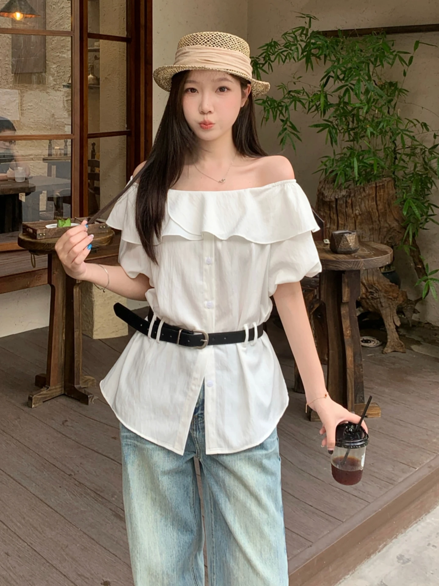 Slimming Short Sleeve One Shoulder Shirt Women's Korean Style Commute Fashion Bell Waist Cinching Summer Top
Slimming Short Sleeve One Shoulder Shirt Women's Korean Style Commute Fashion Bell Waist Cinching Summer Top