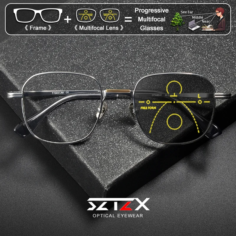SZTZX Business Men Square Design Frame Anti Blue Ray Prescription Glasses Pure Titanium Photochromic Progressive Optical Eyeware
SZTZX Business Men Square Design Frame Anti Blue Ray Prescription Glasses Pure Titanium Photochromic Progressive Optical Eyeware