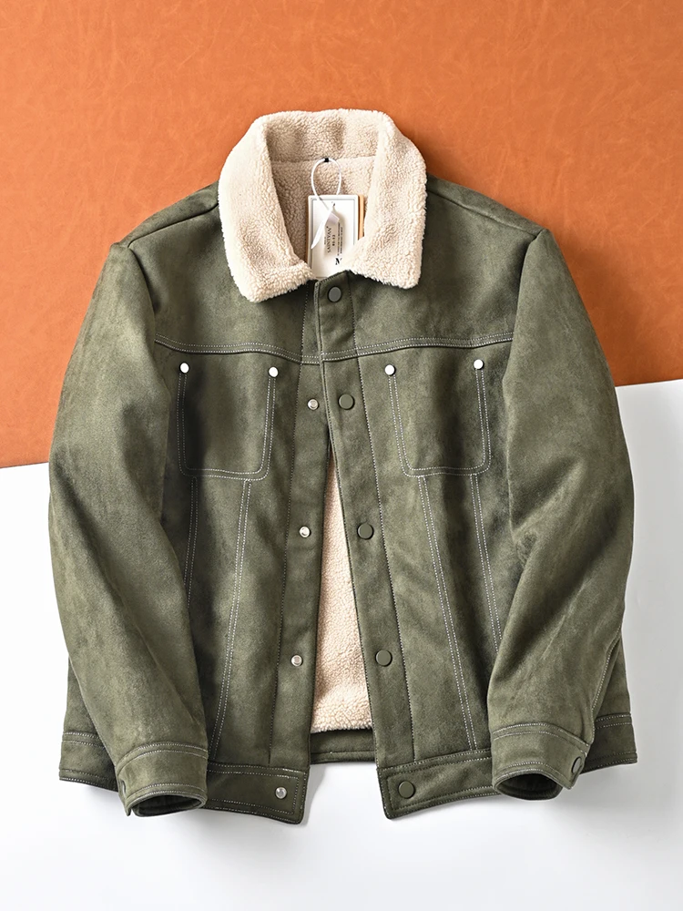 Высококачественная замшевая куртка с воротником, мужская модная теплая рабочая одежда, пальто, осень-зима, свободный крой на подкладке, стандартный крой
Высококачественная замшевая куртка с воротником, мужская модная теплая рабочая одежда, пальто, осень-зима, свободный крой на подкладке, стандартный крой