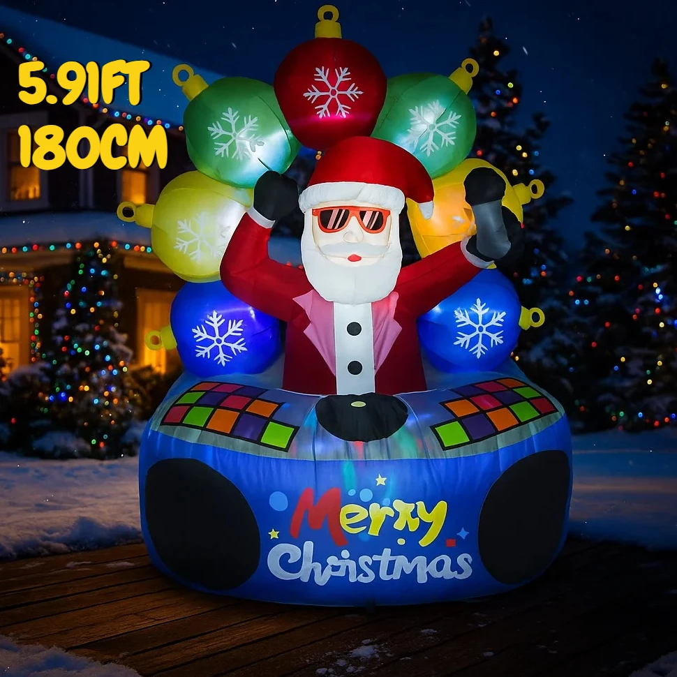 5,91 фута надувная игрушка DJ Санта-Рождественский Клаус орнамент Рождественское украшение праздничный подарок для двора украшение дома орнамент
5,91 фута надувная игрушка DJ Санта-Рождественский Клаус орнамент Рождественское украшение праздничный подарок для двора украшение дома орнамент