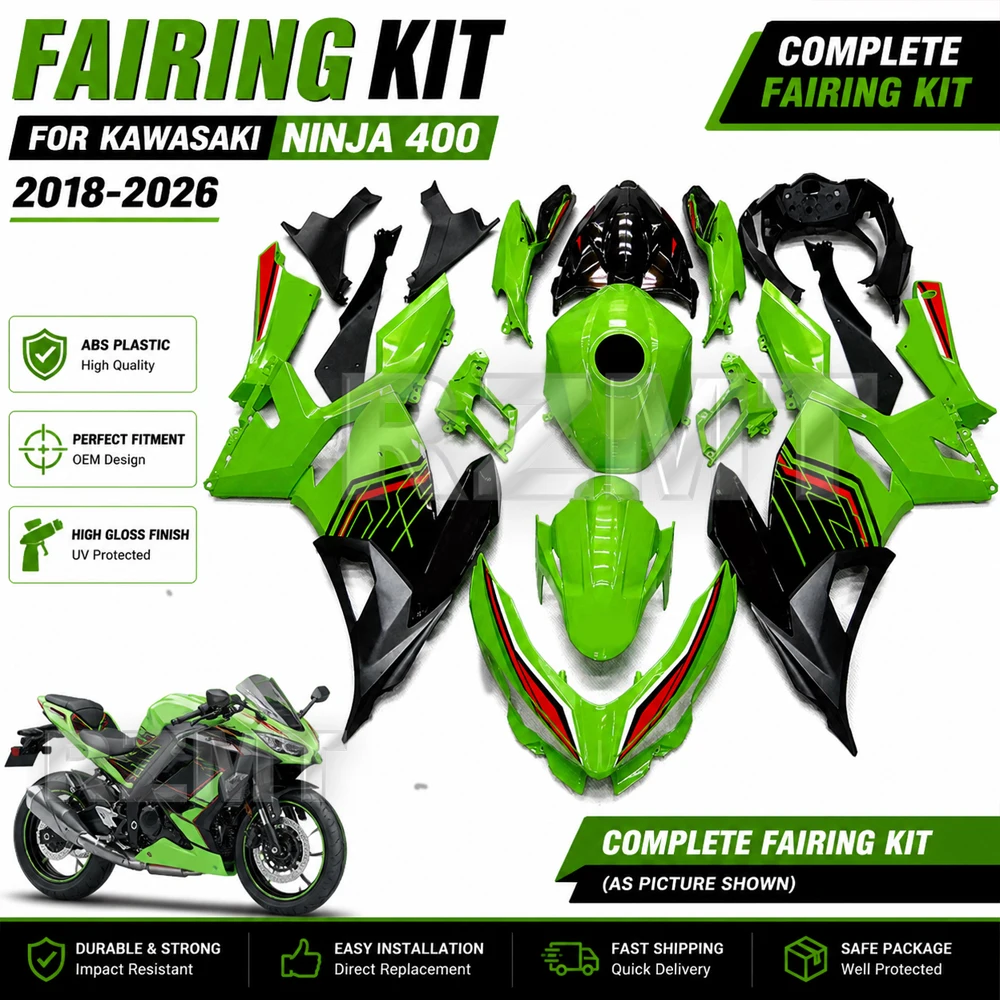 Motorcycle for Kawasaki NINJA 400 EX400 2018-2026 Full Fairing Kits ABS Injection Plastics Black NINJA400 Bodywork Cowling
Motorcycle for Kawasaki NINJA 400 EX400 2018-2026 Full Fairing Kits ABS Injection Plastics Black NINJA400 Bodywork Cowling