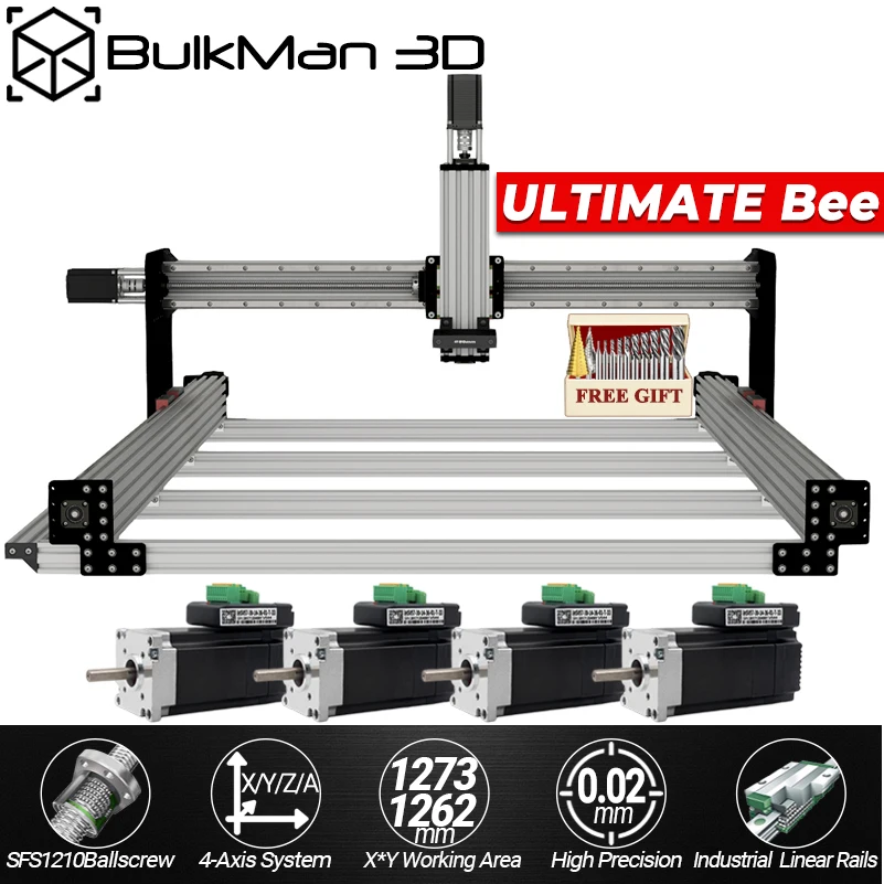 BulkMan3D ULTIMATE Bee Фрезерный станок с ЧПУ 4-осевой шариковый винт Точный гравер с ЧПУ для резьбы по дереву, металлу, акрилового пластика
BulkMan3D ULTIMATE Bee Фрезерный станок с ЧПУ 4-осевой шариковый винт Точный гравер с ЧПУ для резьбы по дереву, металлу, акрилового пластика