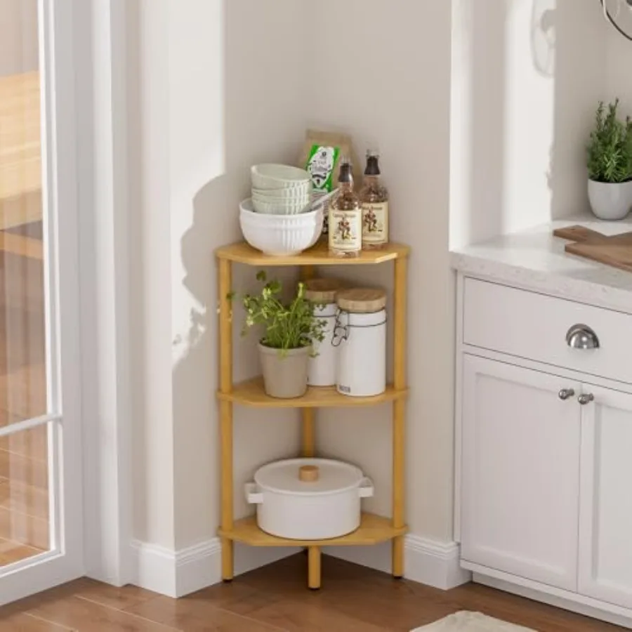 Bamboo Corner Shelf, Storage Stand with Adjustable Feet, Small Space Corner Bookcase, Outdoor Plant Stand, Space-Saving Organiz
Bamboo Corner Shelf, Storage Stand with Adjustable Feet, Small Space Corner Bookcase, Outdoor Plant Stand, Space-Saving Organiz