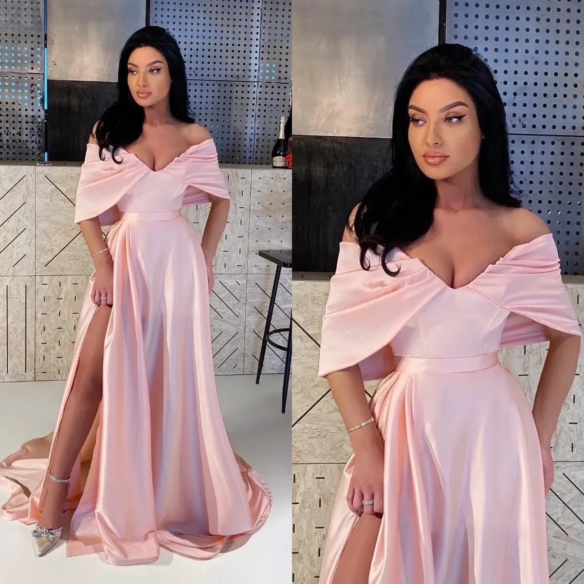 Blush Pink Prom Dresses High Side Split Off the Shoulder Party Evening Gowns 2023 Women Formal Slit Dress
Blush Pink Prom Dresses High Side Split Off the Shoulder Party Evening Gowns 2023 Women Formal Slit Dress