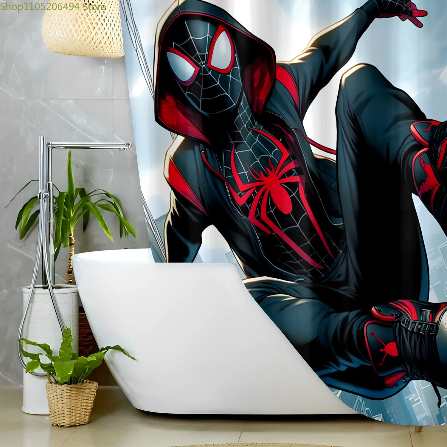 1 шт. Душевая шторка Marvel с изображением Человека-паука, набор для ванной комнаты с принтованным рисунком, декоративная шторка для душа с принтом.
1 шт. Душевая шторка Marvel с изображением Человека-паука, набор для ванной комнаты с принтованным рисунком, декоративная шторка для душа с принтом.