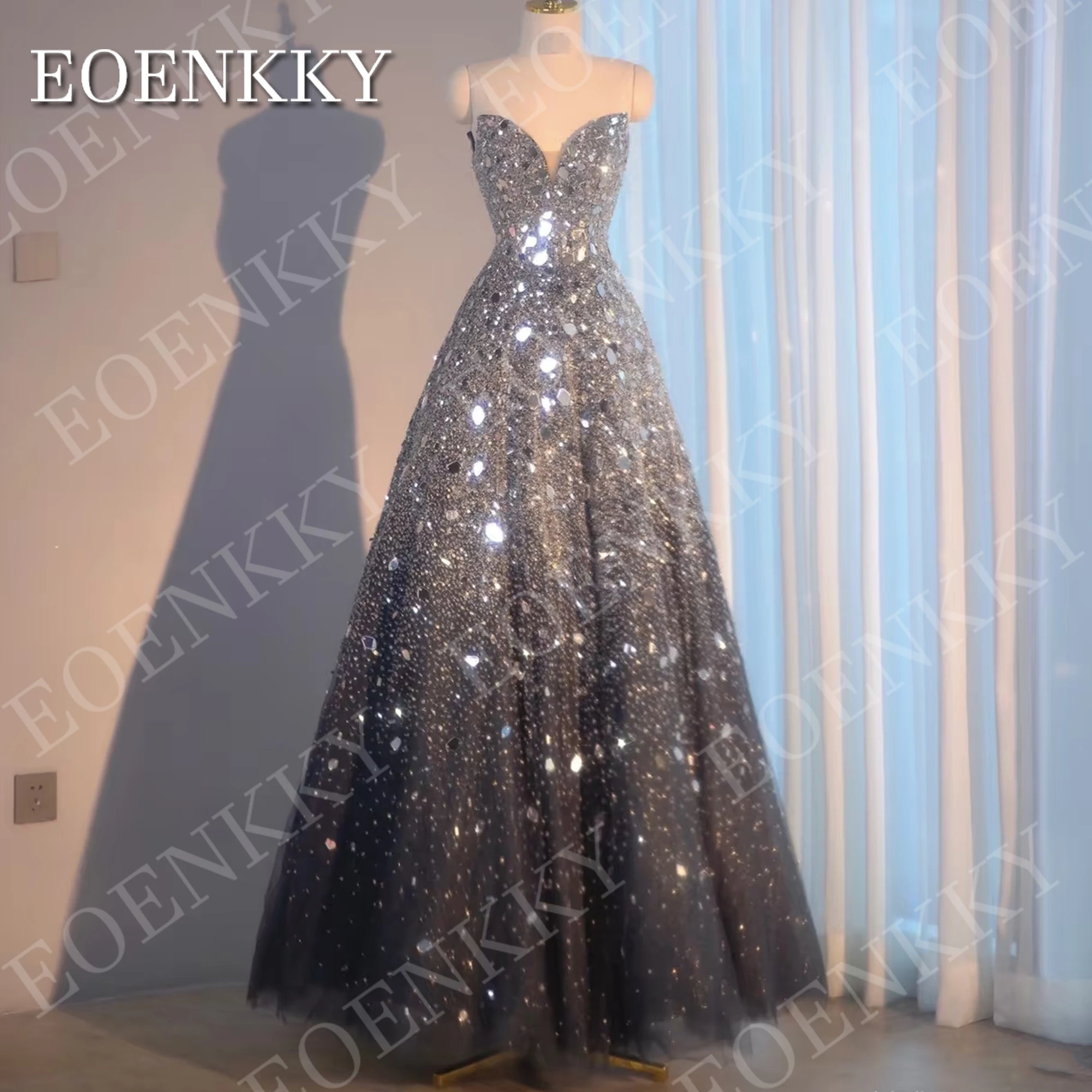 EOENKKY Luxury Sparkly Prom Dress Strapless Sequin Glitter Tulle A Line Sweetheart Neck Evening Party Dresses Woman Customized
EOENKKY Luxury Sparkly Prom Dress Strapless Sequin Glitter Tulle A Line Sweetheart Neck Evening Party Dresses Woman Customized