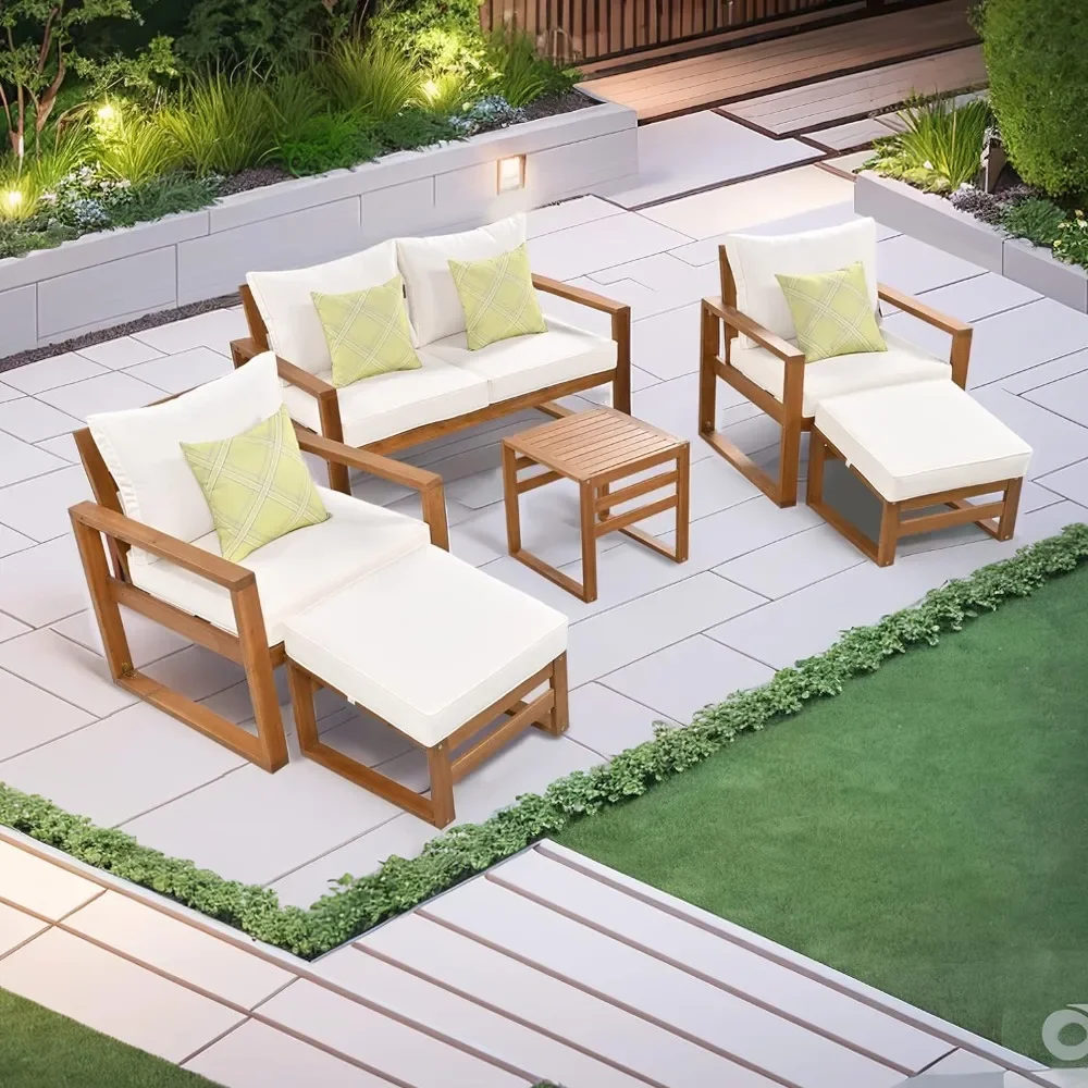Outdoor Acacia Wood 6-Piece Conversation, Sunroom Furniture Indoor Sectional Garden Seating Groups Chat Set with Ottomans
Outdoor Acacia Wood 6-Piece Conversation, Sunroom Furniture Indoor Sectional Garden Seating Groups Chat Set with Ottomans