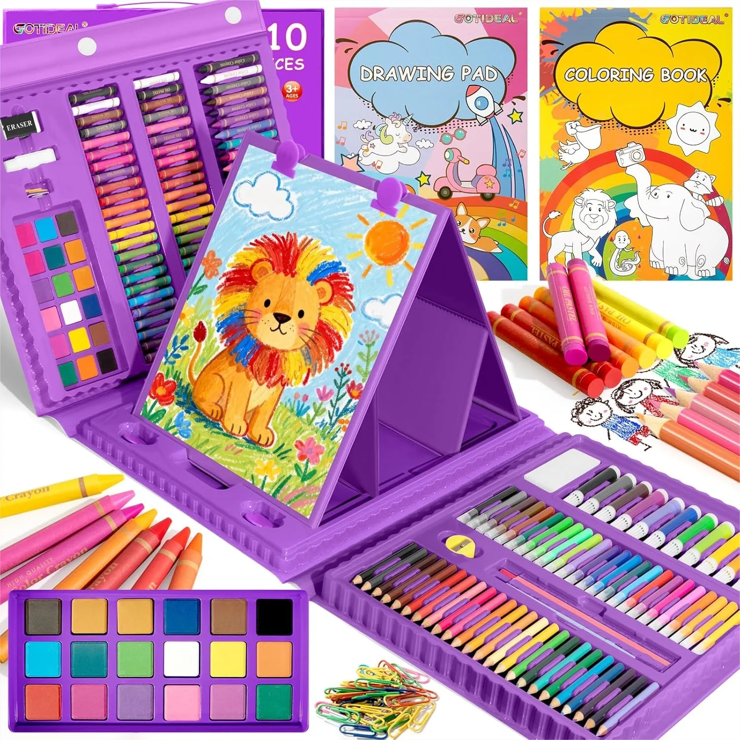 210 PCS Art Supplies for Kids, Drawing Art Kit with Double Sided Trifold Easel, Coloring Book, Crayons, Markers, Watercolor
210 PCS Art Supplies for Kids, Drawing Art Kit with Double Sided Trifold Easel, Coloring Book, Crayons, Markers, Watercolor