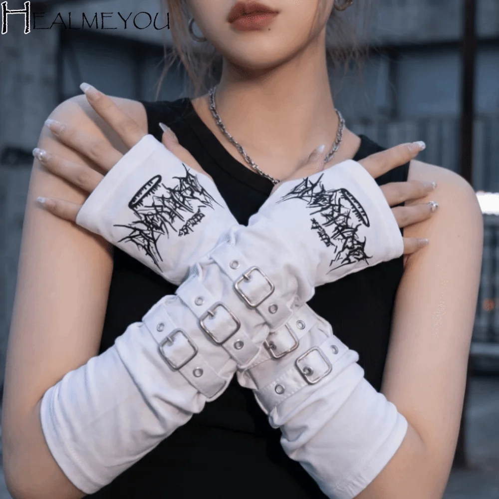 Polyester Subculture Style Arm Sleeves Embroidered Design Metal Buckle Sun Protection Gloves Black Color Thorns Pattern Letters
Polyester Subculture Style Arm Sleeves Embroidered Design Metal Buckle Sun Protection Gloves Black Color Thorns Pattern Letters