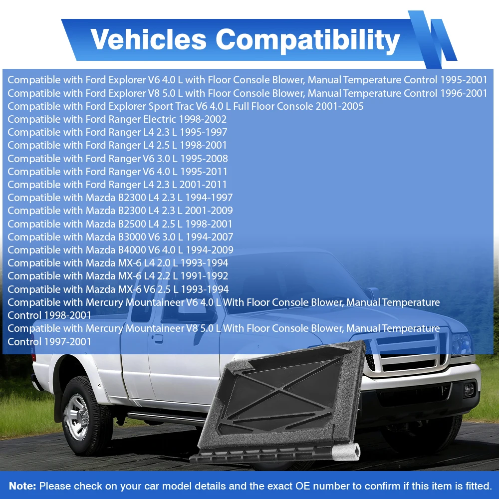 HVAC Heater Blend Door Repair Kit For Ford Explorer Ranger L4 V6 Mazda B2300 B2500 MX-6 902-221, F5TZ19A813A, 902221
HVAC Heater Blend Door Repair Kit For Ford Explorer Ranger L4 V6 Mazda B2300 B2500 MX-6 902-221, F5TZ19A813A, 902221