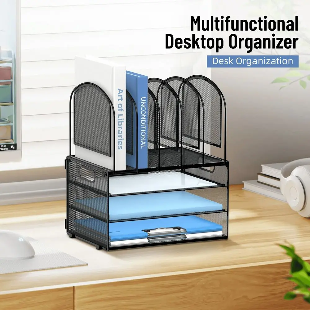 Tier Desktop Organizer With 5 File Folder Holders And Handles For Home Office
Tier Desktop Organizer With 5 File Folder Holders And Handles For Home Office