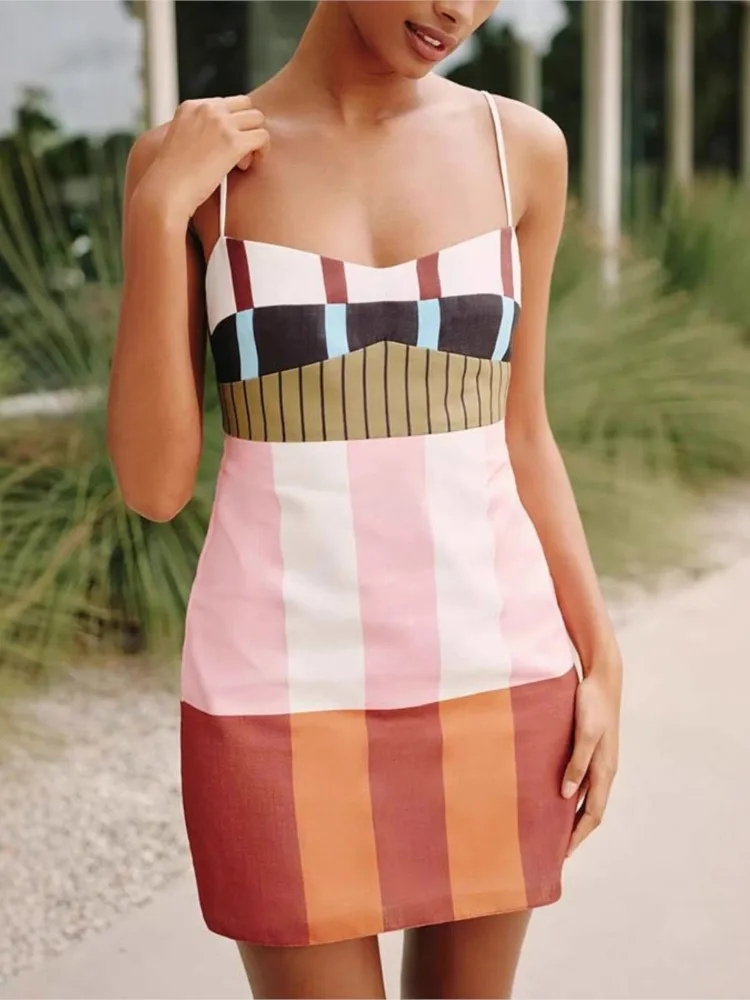 Stripe Print Spaghetti Strap Mini Dresses Women Summer Fashion Casual Vacation Style Dress Sexy Package Hip Bodycon Vestidos New
Stripe Print Spaghetti Strap Mini Dresses Women Summer Fashion Casual Vacation Style Dress Sexy Package Hip Bodycon Vestidos New