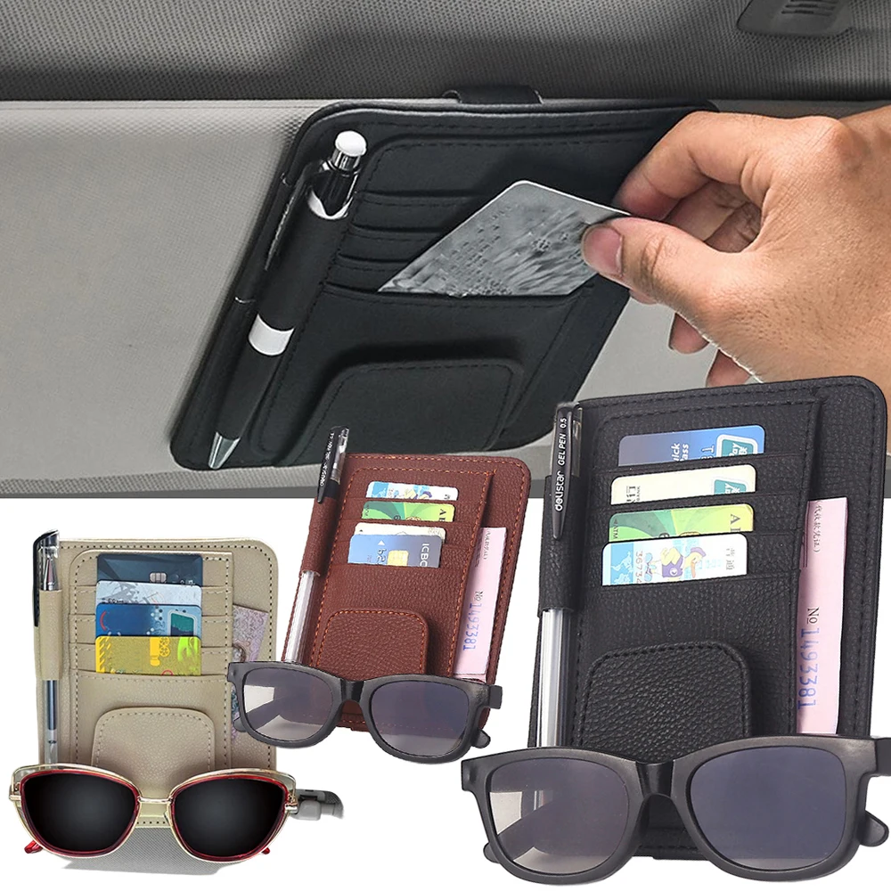 Car Sun Visor Sunglasses Holder Organizer Card Glasses Clip Holder Leather Pen Card Sunshade Storage Pocket Bag Auto Accessories
Car Sun Visor Sunglasses Holder Organizer Card Glasses Clip Holder Leather Pen Card Sunshade Storage Pocket Bag Auto Accessories