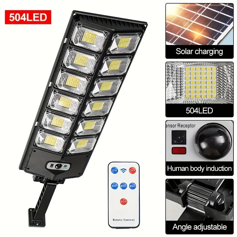 504 LED Solar Lights Outdoor Motion Sensor 3 Modes Waterproof Super Bright Solar Induction Street Lamp for Yard Garden Garage
504 LED Solar Lights Outdoor Motion Sensor 3 Modes Waterproof Super Bright Solar Induction Street Lamp for Yard Garden Garage