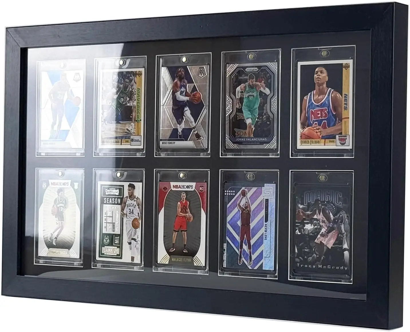 Trading Card Display Case Wall Mount, Hold 10 Sports Cards, Baseball Basketball Hockey Football, Black Wooden Frame
Trading Card Display Case Wall Mount, Hold 10 Sports Cards, Baseball Basketball Hockey Football, Black Wooden Frame