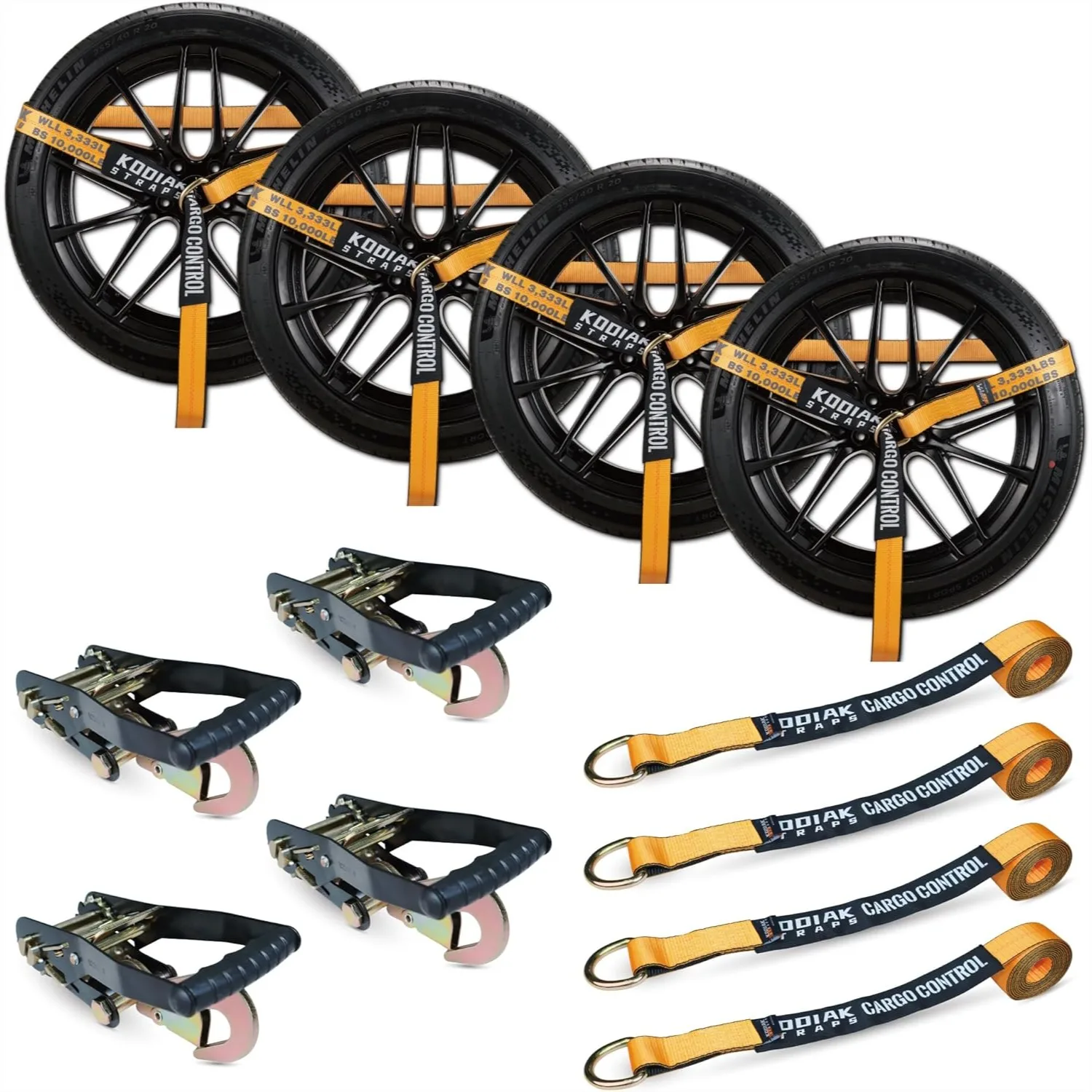 Heavy Duty Tire Tie Down Straps Kit 4pk, 10,000 lbs Breaking Strength, Lasso Tow Straps for Car Truck ATV Trailer, with Snap
Heavy Duty Tire Tie Down Straps Kit 4pk, 10,000 lbs Breaking Strength, Lasso Tow Straps for Car Truck ATV Trailer, with Snap