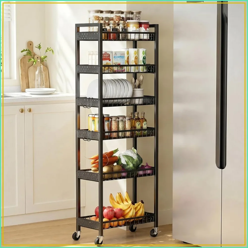 6 Tier Slim Storage Cart, Narrow Rolling Utility Cart with Wheels, Mobile Organizer for Kitchen, Bathroom, Laundry, Living Room, 10in Wide
6 Tier Slim Storage Cart, Narrow Rolling Utility Cart with Wheels, Mobile Organizer for Kitchen, Bathroom, Laundry, Living Room, 10in Wide